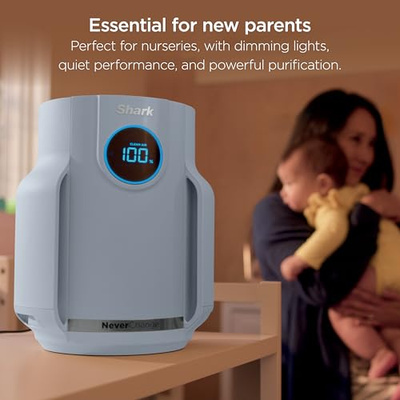 Shark Air Purifier for Home, NeverChange Compact Pro, for Bedroom, Nursery, Home Office, Dorm, HEPA-Exceeding Filter, Captures Pollutants, Pet Dander, Dust, Odor, Smoke, and More, HP071BRN, Winter Fog (Winter Fog (250 sq. ft))