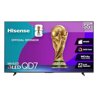 Hisense 55" Class QD7 Series Mini-LED 4K UHD Smart Fire TV (55QD7QF, 2025 Model) - QLED, HDR10+, Dolby Vision, Dolby Atmos, Game Mode Plus, ALLM, Alexa Built in with Voice Remote, Streaming TV, Black (55-Inch)