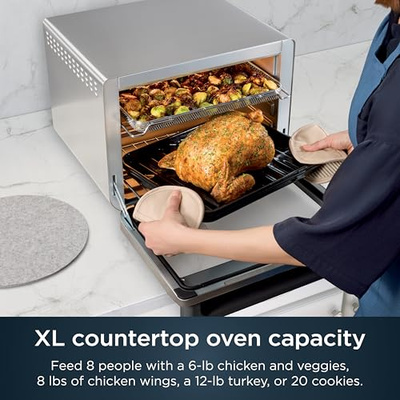 Ninja Air Fryer & Toaster Oven | Prestige Smart XL Countertop Oven | Bakes up to 20 Cookies, Fits up to a 12lb Turkey | Pizza, Toast, Bake, Air Fry & Reheat | 1800 Watts | Stainless Steel | DT501​ (Stainless 10-in-1)