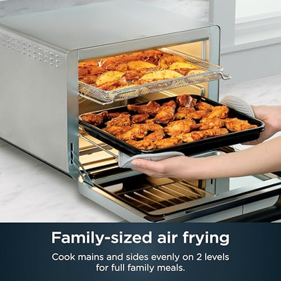 Ninja Air Fryer & Toaster Oven | Prestige Smart XL Countertop Oven | Bakes up to 20 Cookies, Fits up to a 12lb Turkey | Pizza, Toast, Bake, Air Fry & Reheat | 1800 Watts | Stainless Steel | DT501​ (Stainless 10-in-1)