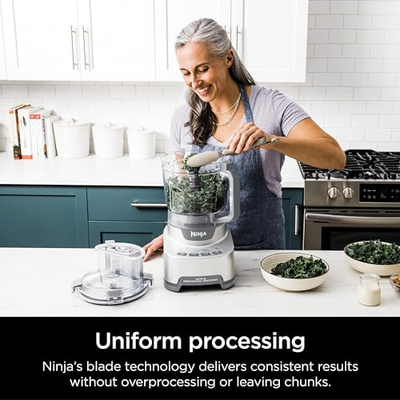 Ninja Food Processor, Professional XL, 1200 Peak-Watts, 4-in-1, Chopping, Slicing/Shredding, Purees, Dough, 12-Cup Processor Bowl, 2 Blades & 2 Discs, Feed Chute/Pusher, Black, NF701 (12-Cup Food Processor)